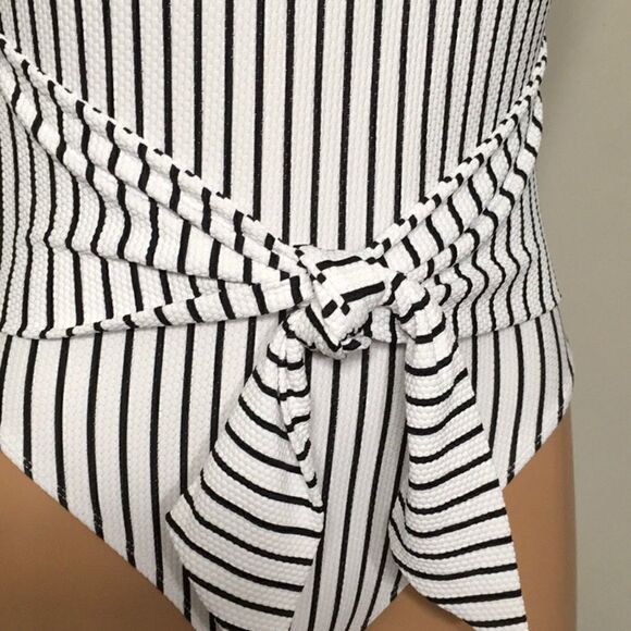 Rachel Roy White Lines swimsuit. NWT - Picture 7 of 10
